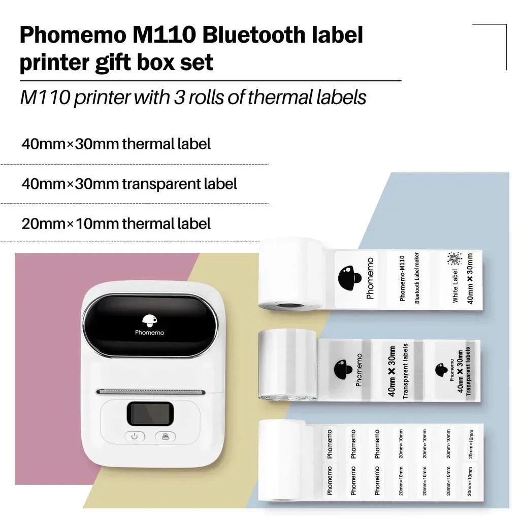 طابعة ملصقات بلوتوث مع 3 رول Phomemo M110 / برتقالي