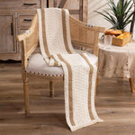 مفرش طاولة كريمي بيج مع شرابات،