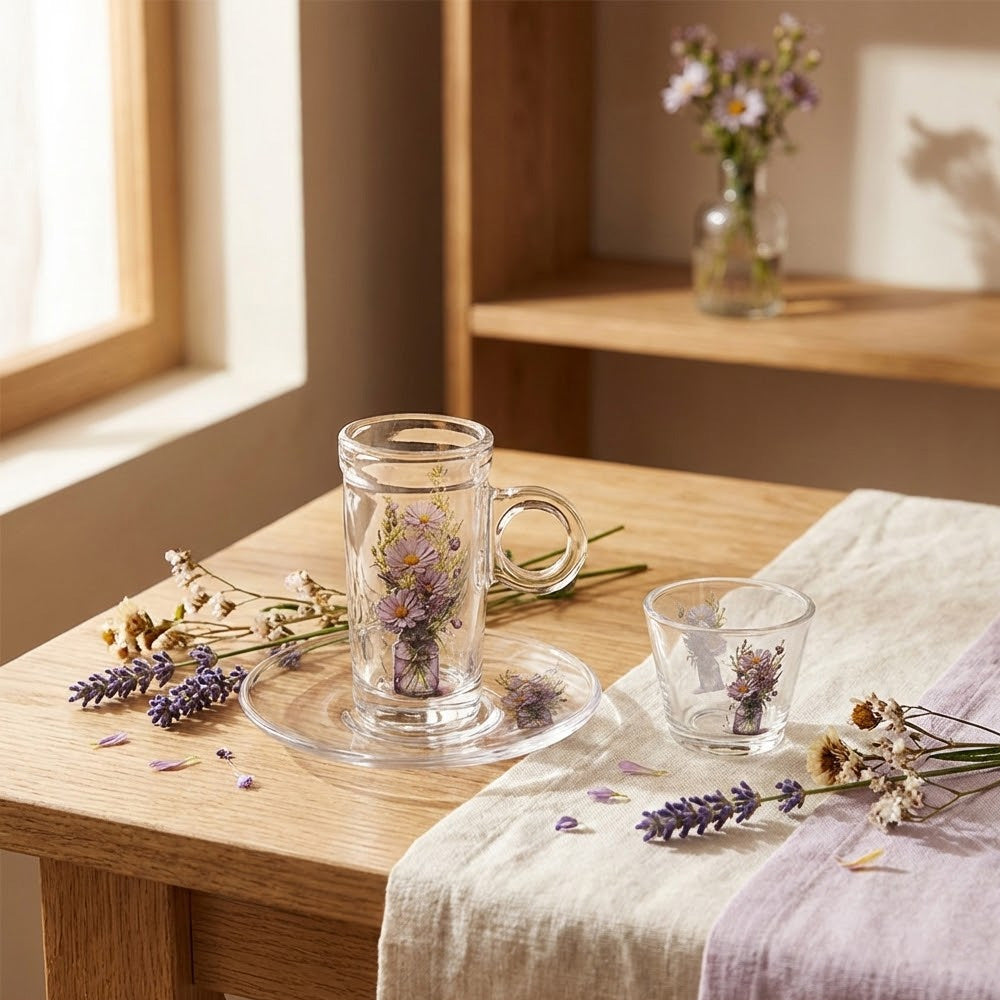 طقم استكانة وفنجان 18 قطعة