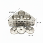 صينية مع تمرية ثلاثية معدنية بنقوش هندسية