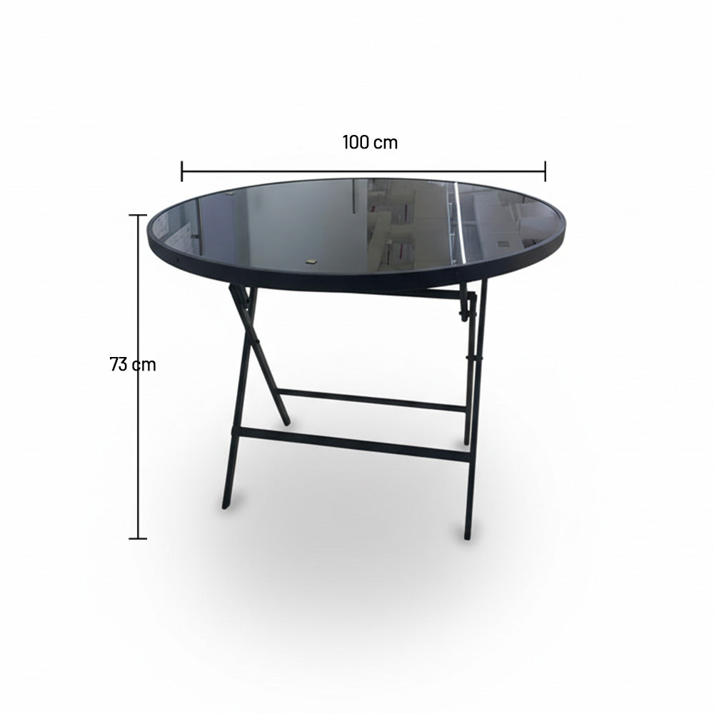 طاولة زجاجية مستديرة قابلة للطي