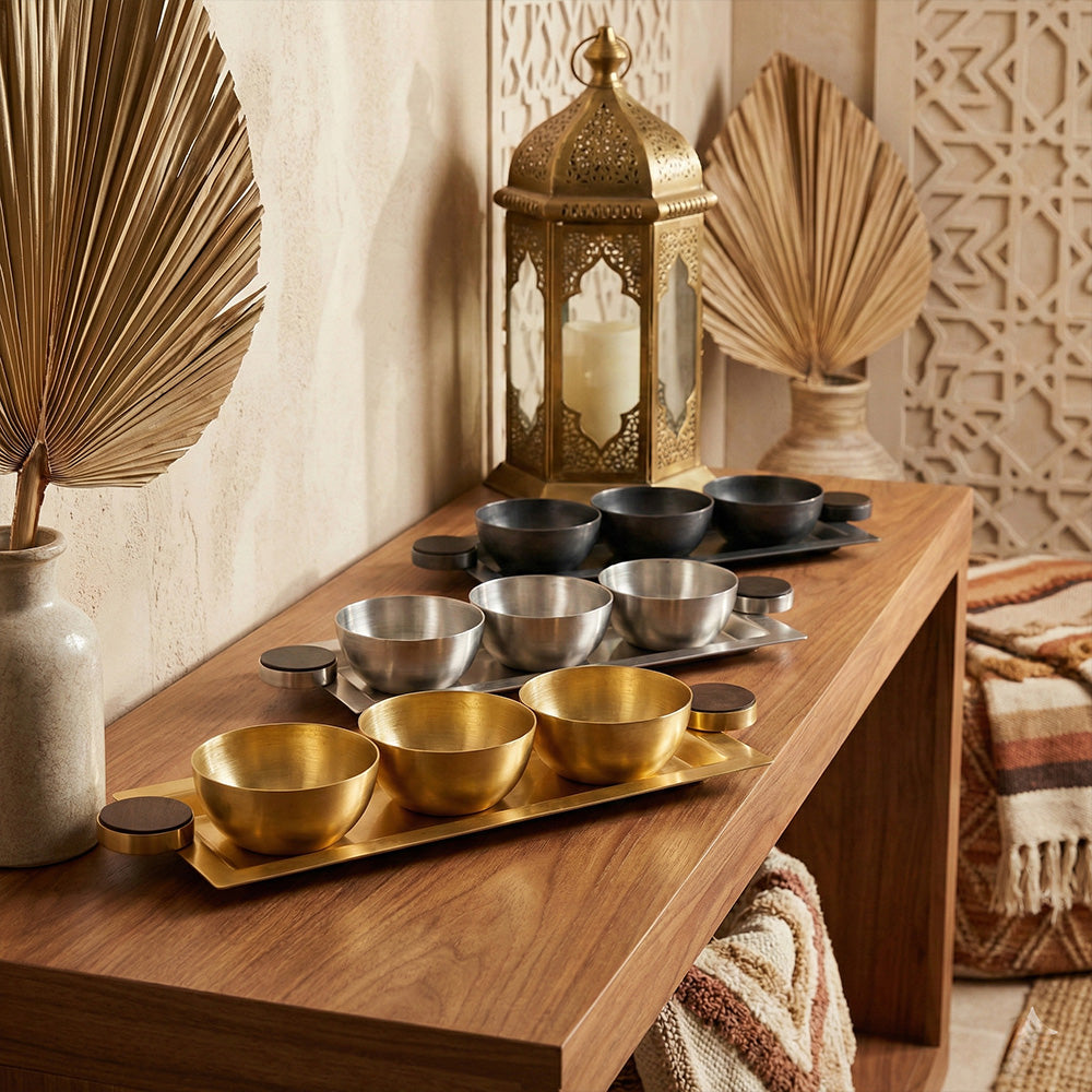 طقم صواني تقديم بثلاثة أطباق