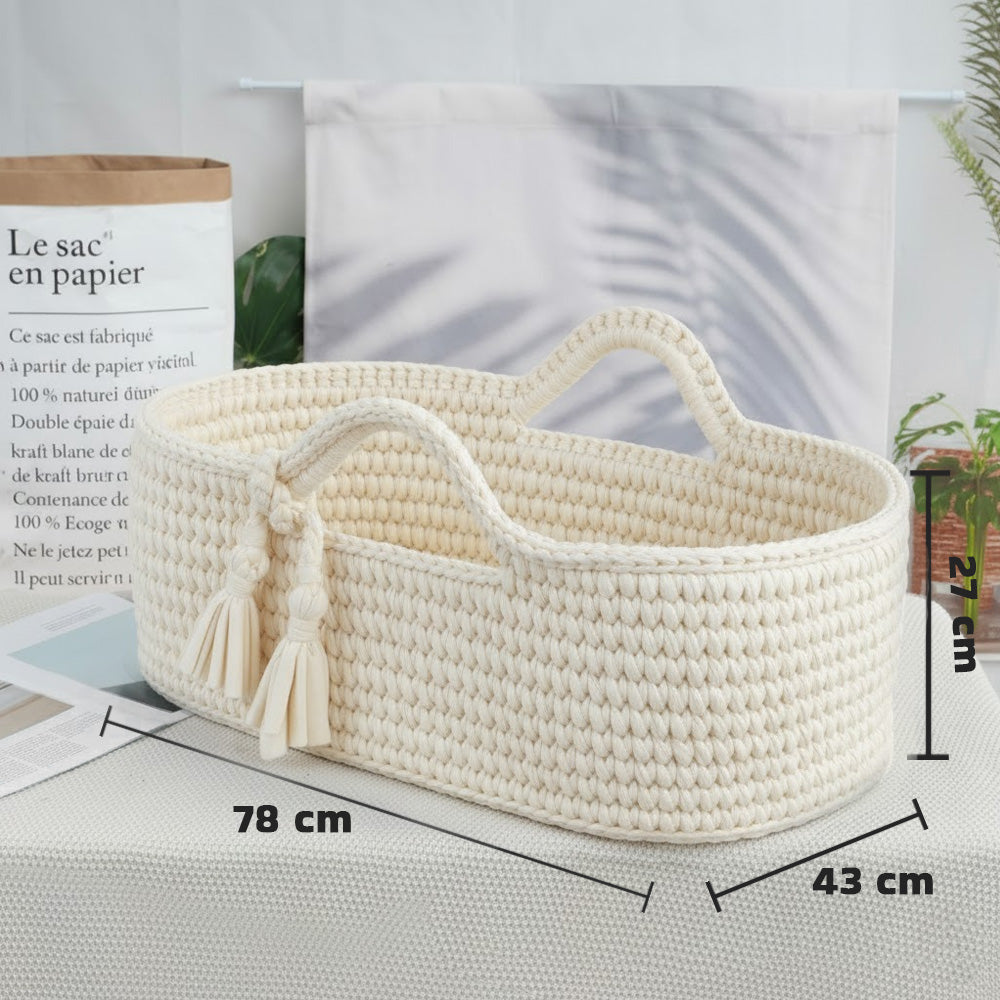 سلة مواليد قطنية مضفرة فاخرة