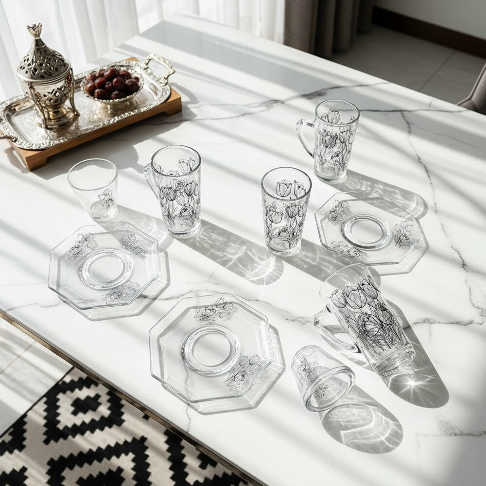 طقم استكانة وفنجان 18قطعة