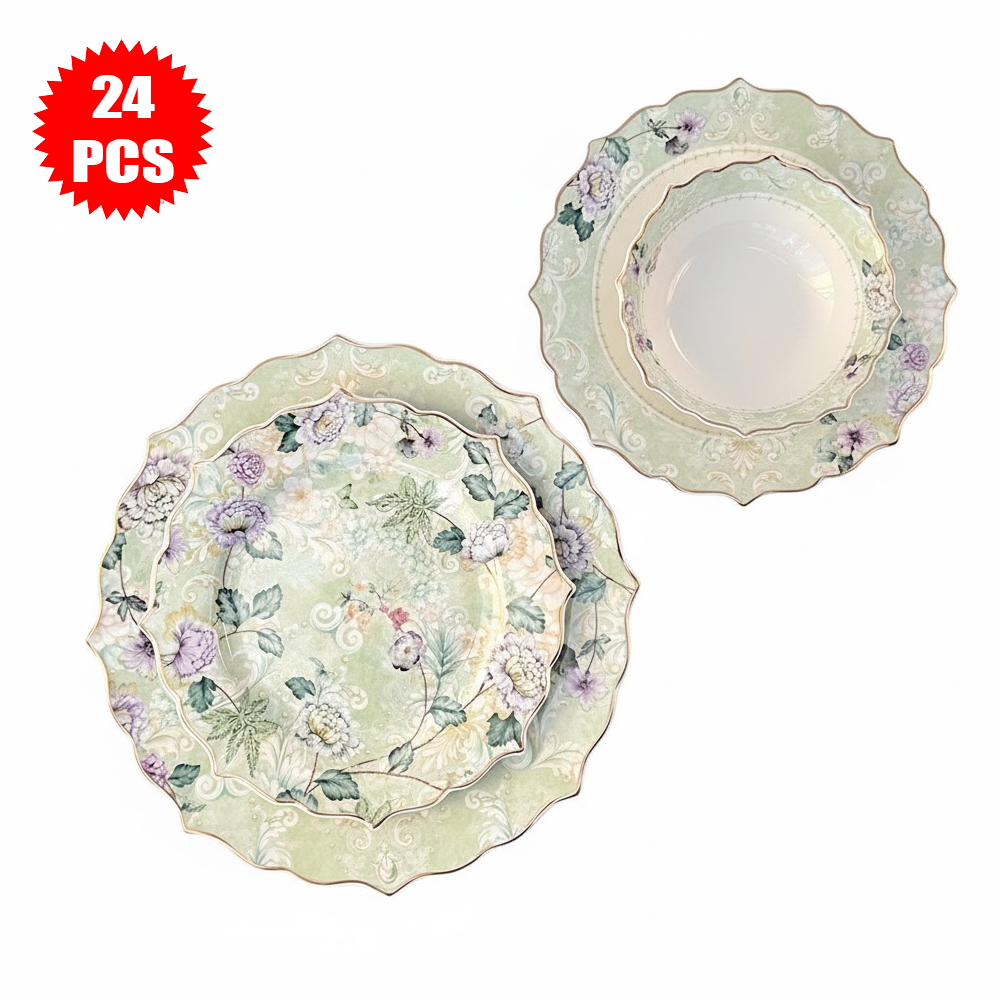 طقم أطباق مائدة فاخر 24 قطعة