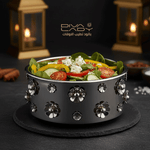 وعاء سلطة معدني بزخارف ورد