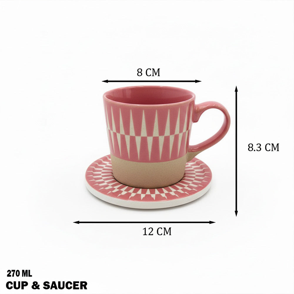 فنجان قهوة سيراميك نقش مثلثات