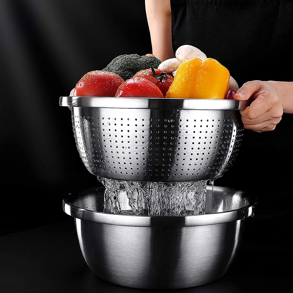 طقم مصفاة وحوض من الفولاذ