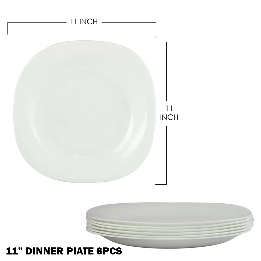 طقم أطباق سفرة فاخر أبيض 24 قطعة