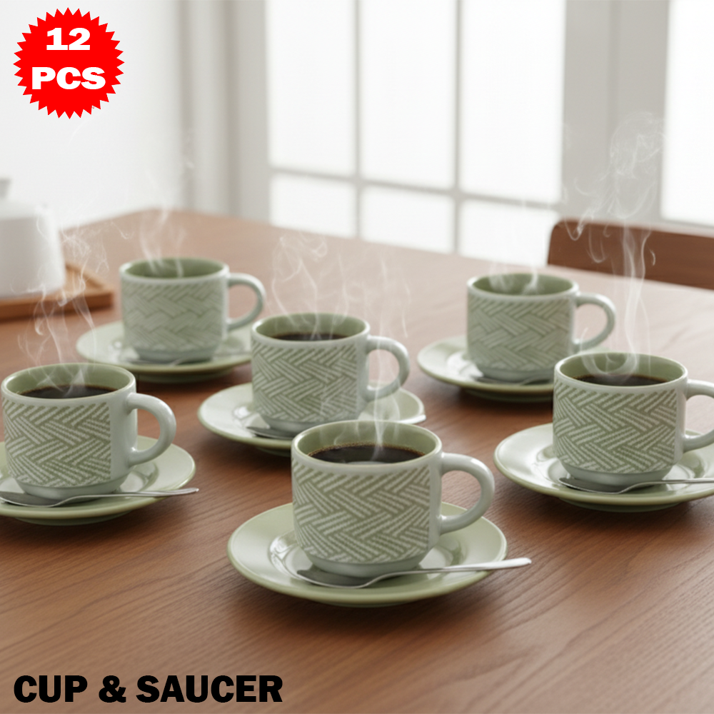 طقم فناجين مع صحون – 12 قطعة (80 مل)