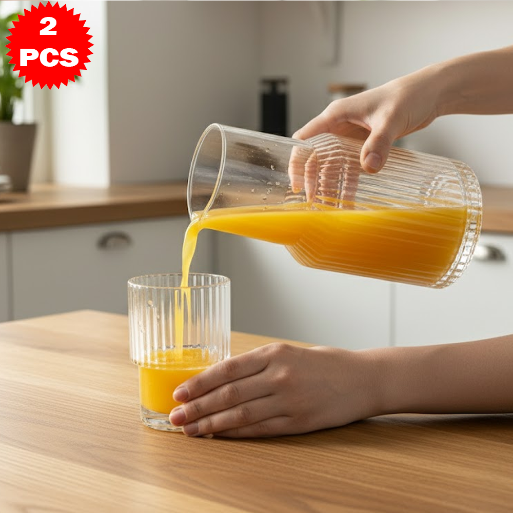 طقم قارورة وكوب زجاجي من 2 قطعة