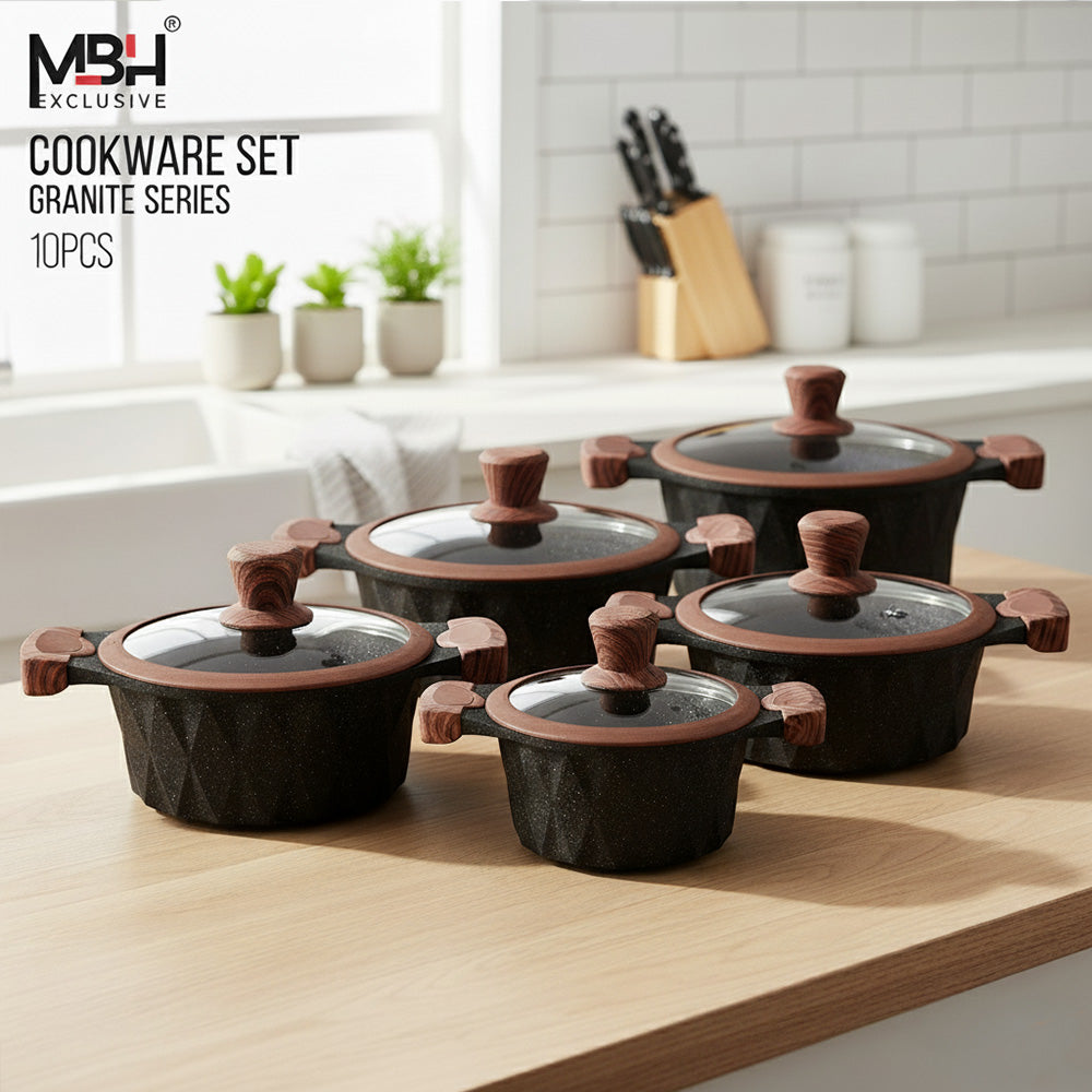 مجموعة أواني طهي من الجرانيت الفاخر، مكونة من 10 قطع