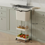 سلة مهملات مع رفين للتخزين