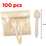 ملاعق خشبية للاستخدام مرة واحدة (100 قطعة)