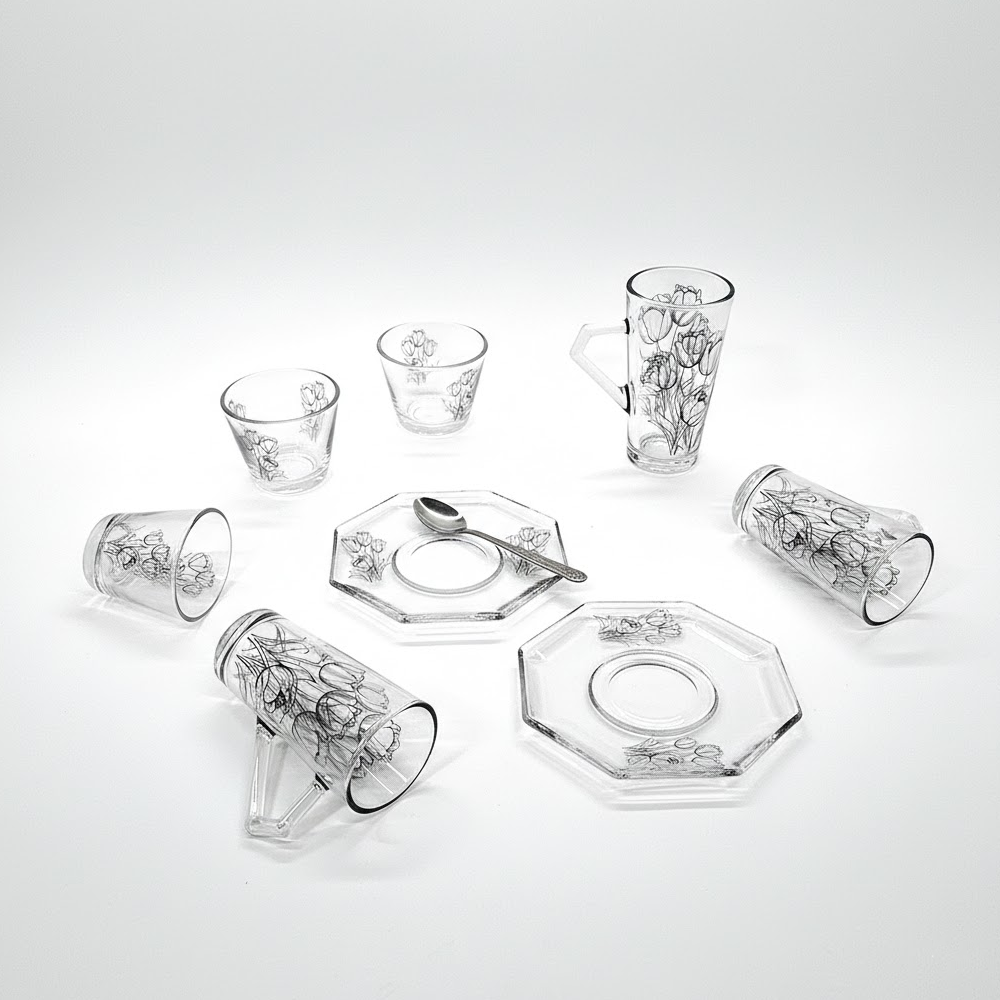 طقم استكانة وفنجان 18قطعة