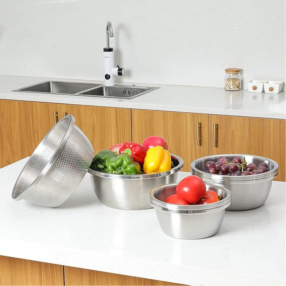 طقم مصفاة وحوض من الفولاذ