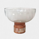 وعاء زجاجى كبير بقاعدة خشبية