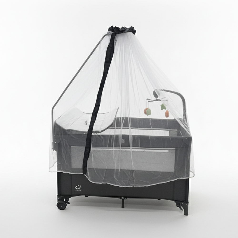 سرير أطفال قابل للطي مع ناموسية وطاولة تغيير