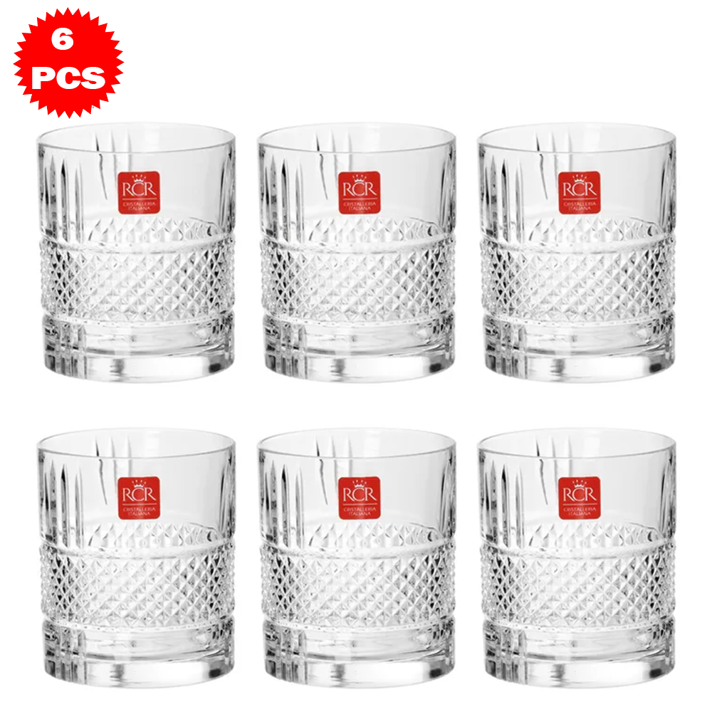 طقم أكواب زجاجية منقوشة فاخرة 6 قطع (315 مل)