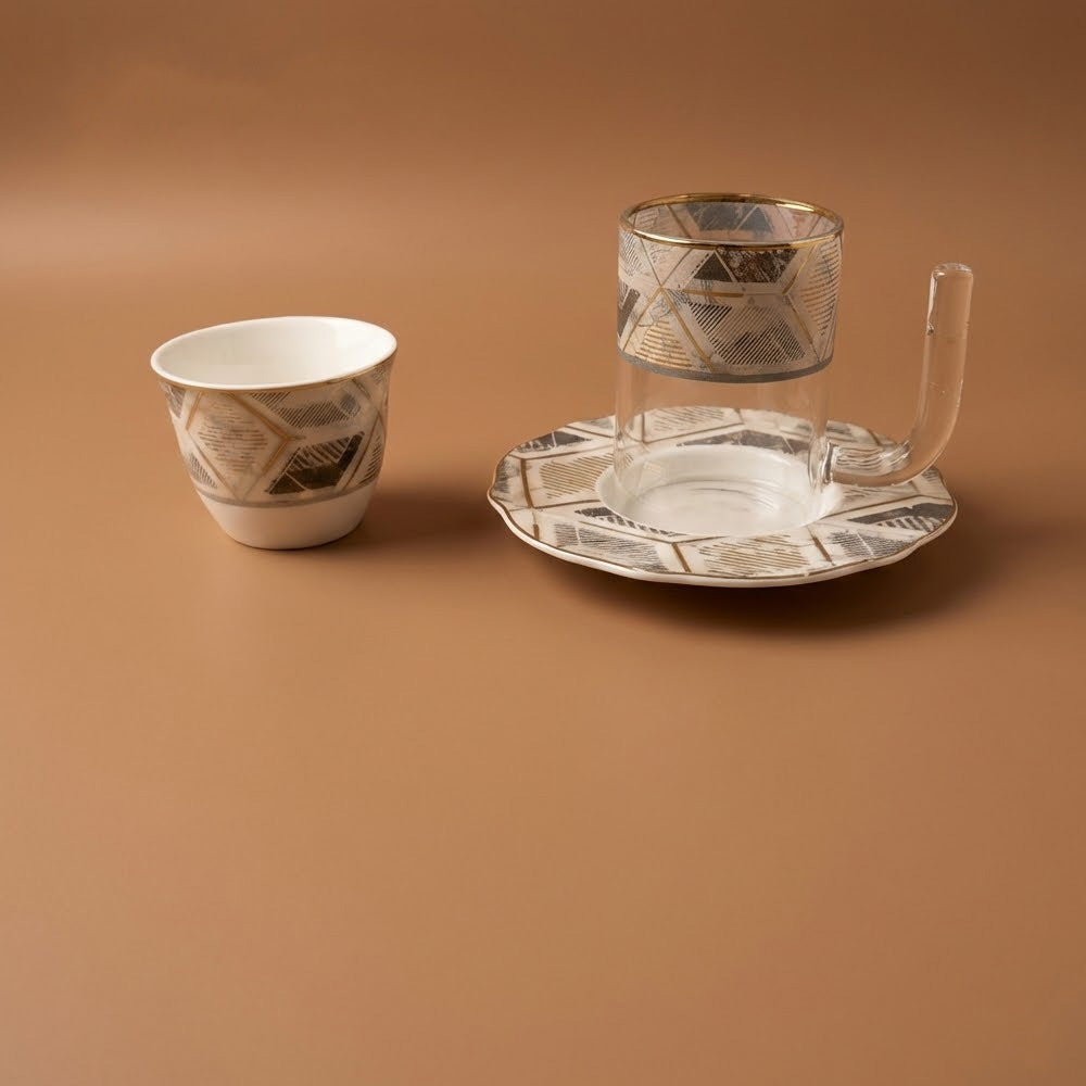 طقم استكانه وفنجان 18 قطعة