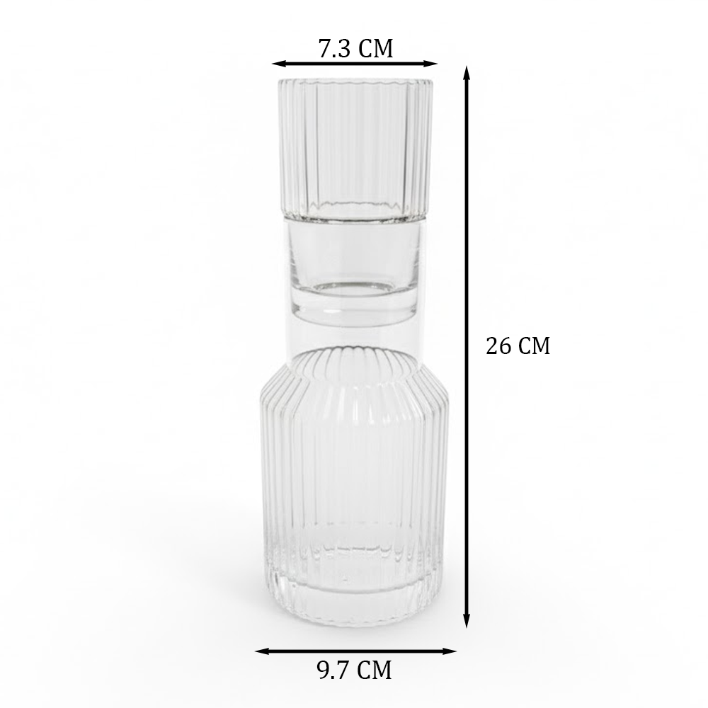 طقم قارورة وكوب زجاجي من 2 قطعة