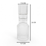 طقم قارورة وكوب زجاجي محزز