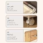 طاولة جانبية بلاستيكية حديثة باللون البني مع أبواب شفافة ودرج بلاستيكي مرن