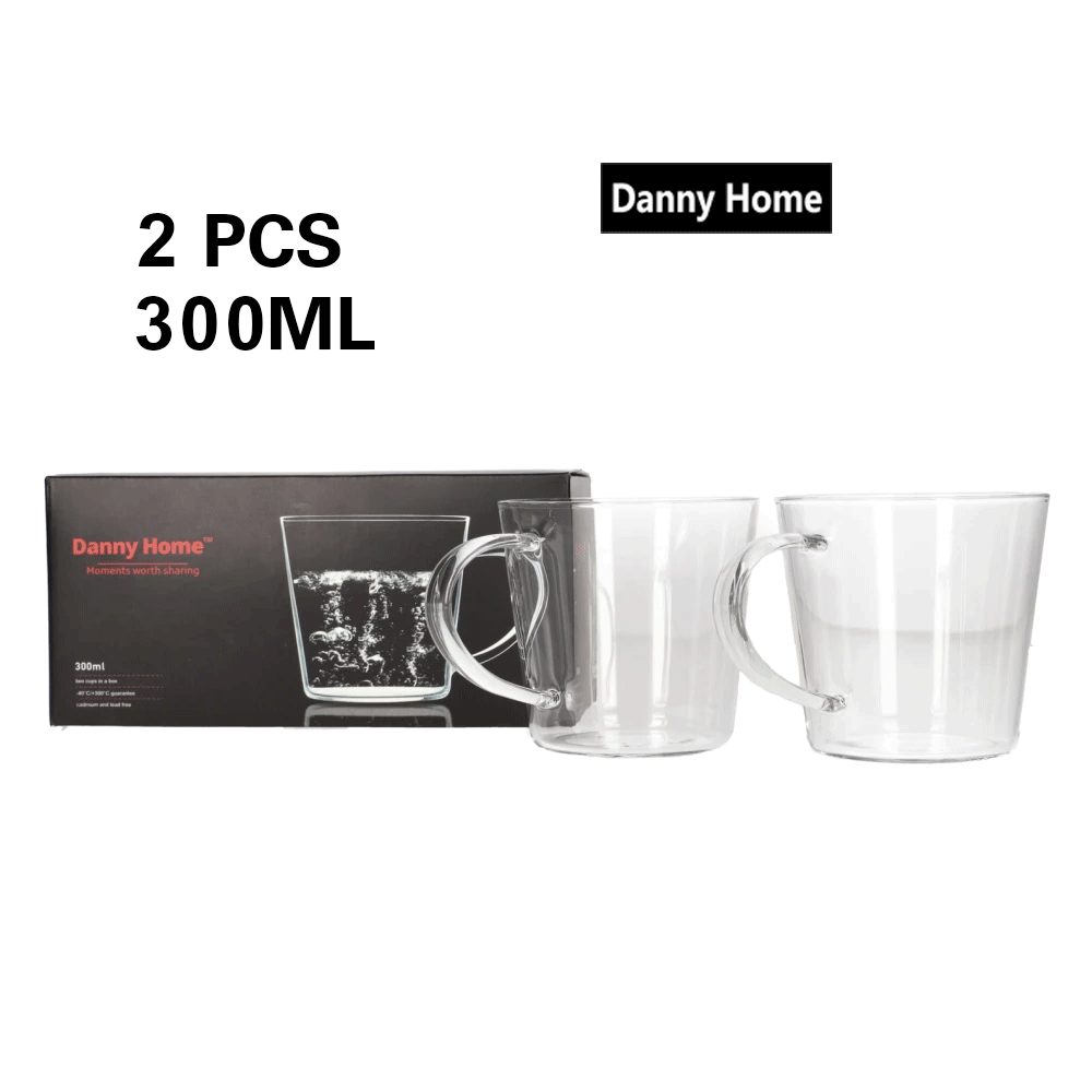 كوب مج زجاجي 2 قطعة 300 مل