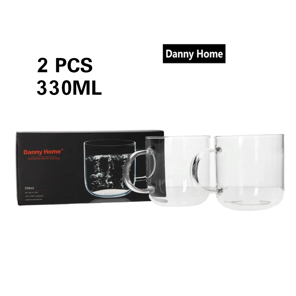 كوب مج زجاجي 2 قطعة 330 مل