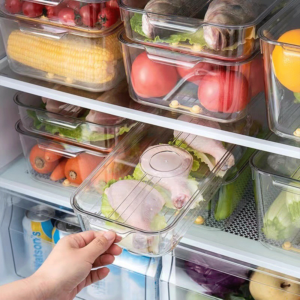 صندوق تخزين للثلاجة بغطاء