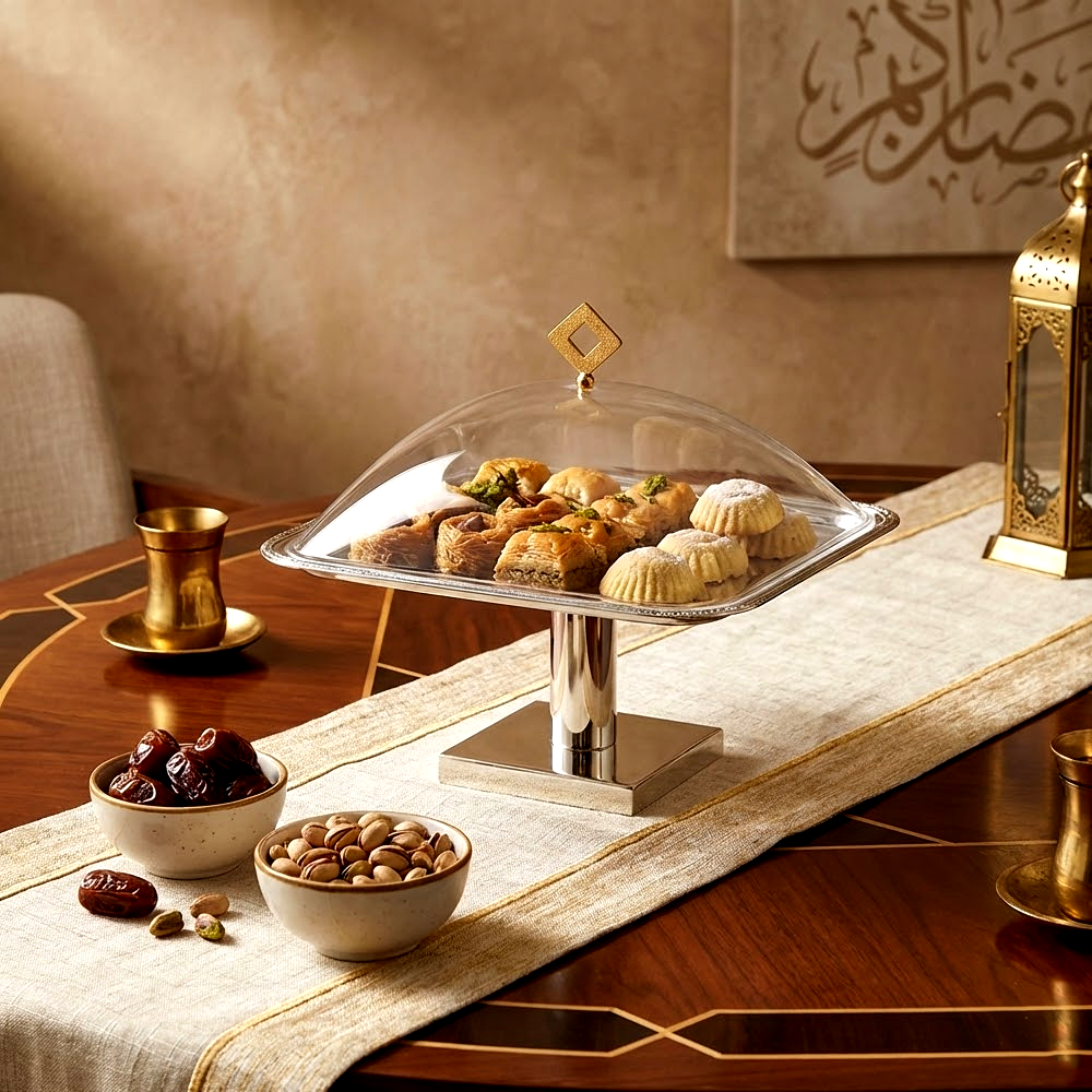 طبق تقديم كيك بغطاء كبير