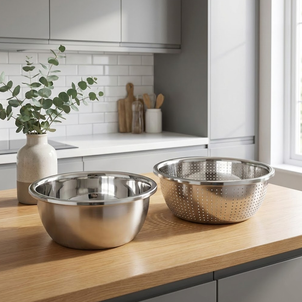 طقم مصفاة ووعاء ستانلس