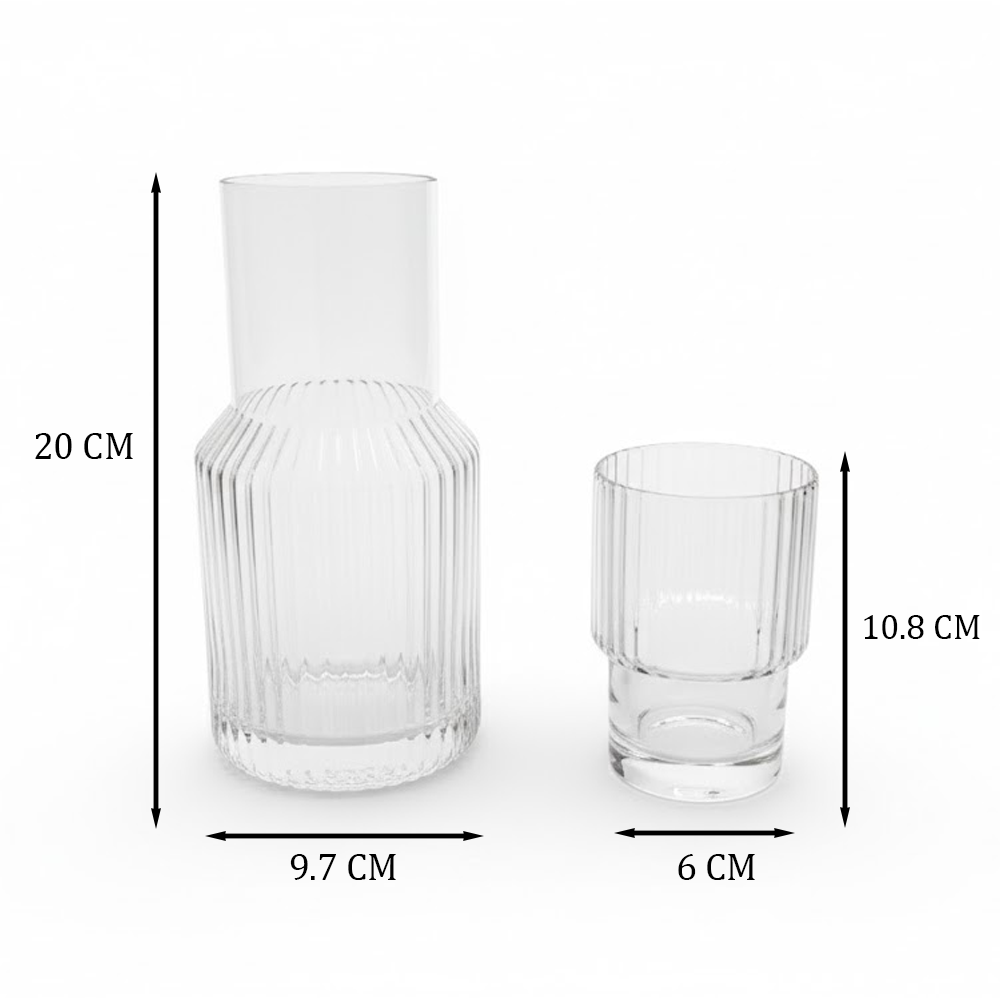 طقم قارورة وكوب زجاجي من 2 قطعة