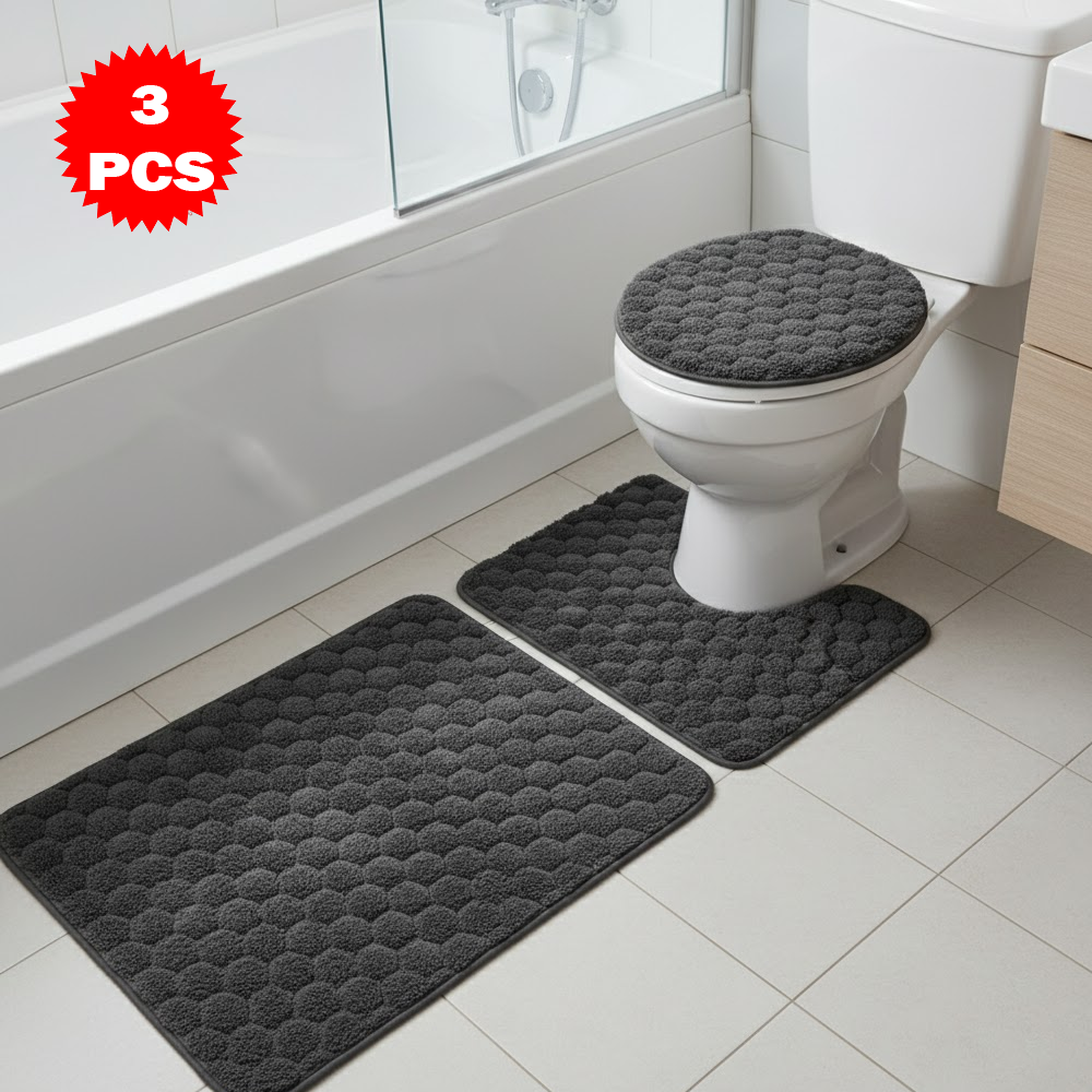 طقم سجاد حمام من 3 قطع مضاد للانزلاق