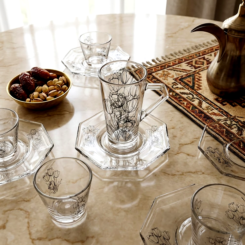 طقم استكانة وفنجان 18قطعة