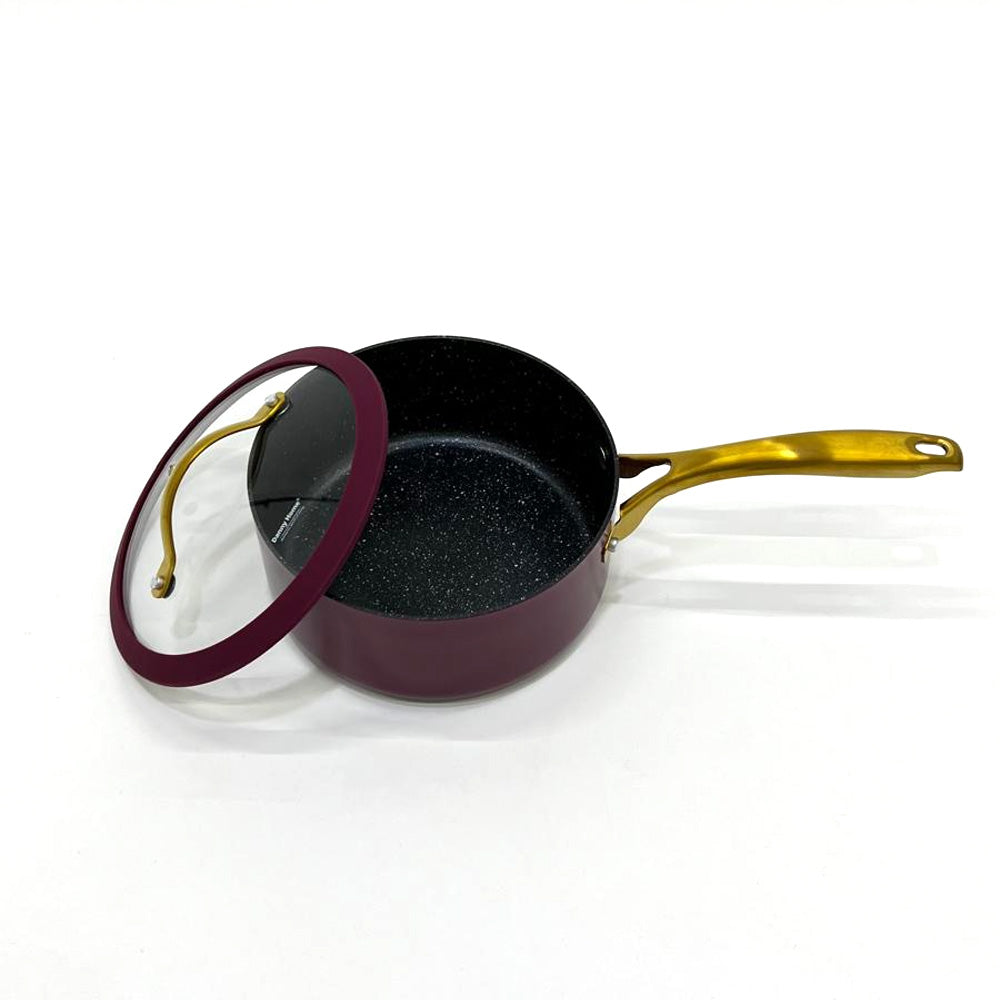 قدر طهي غير لاصق مقاس 18/20 سم - اللون: عنابي