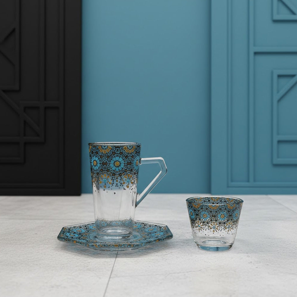 طقم استكانة وفنجان 18 قطعة