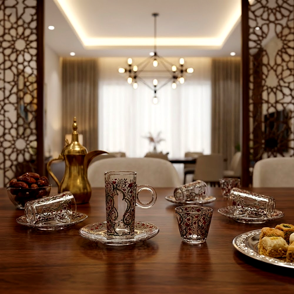 طقم استكانة وفنجان 18قطعة