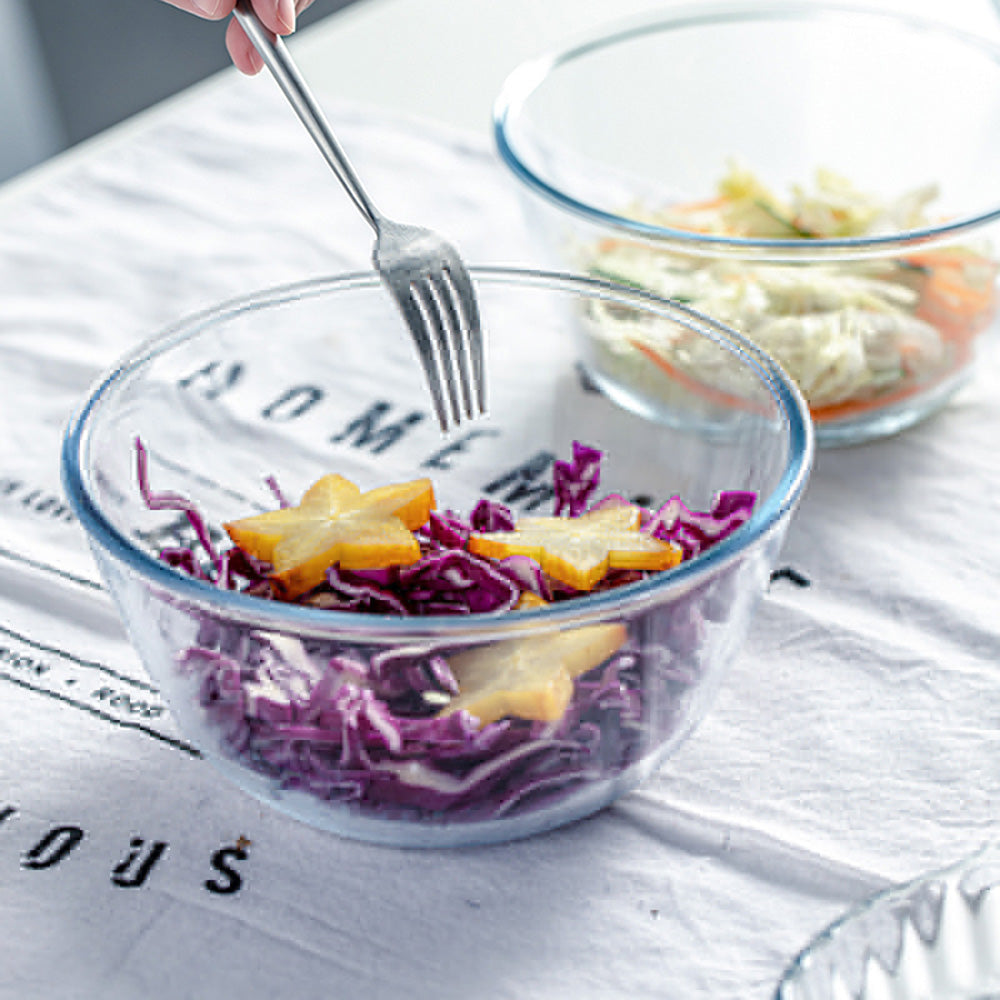 مجموعة أوعية خلط زجاجية - أوعية شفافة مقاومة للحرارة (500 مل - 2700 مل)