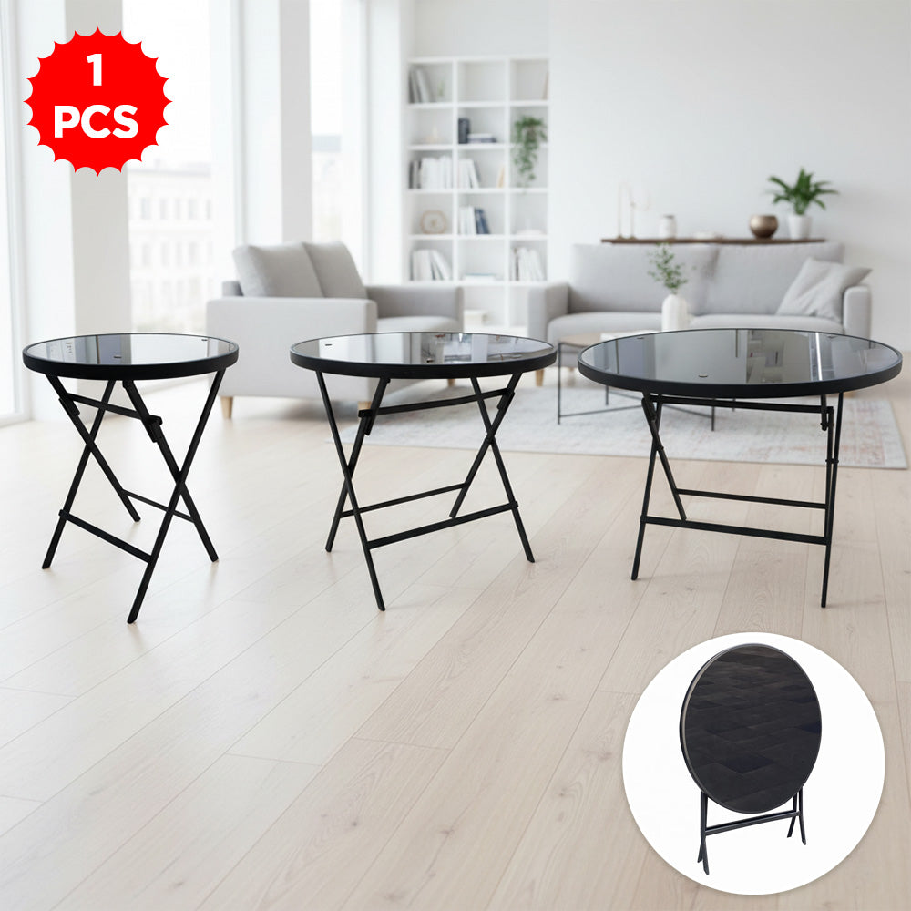 طاولة زجاجية مستديرة قابلة للطي