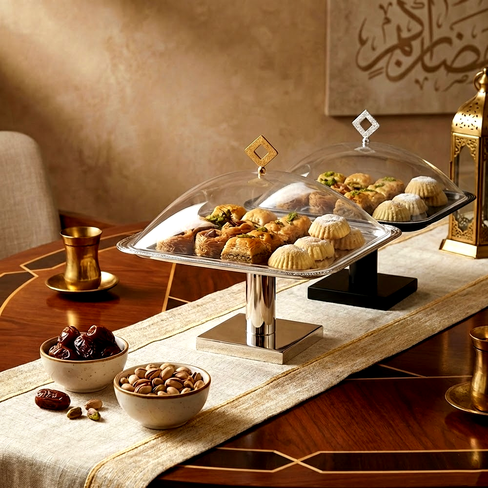 طبق تقديم كيك بغطاء كبير