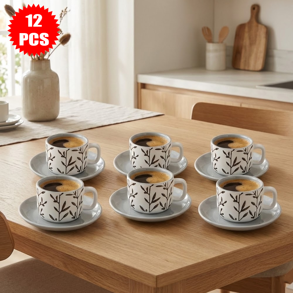 طقم فناجين وصحون قهوة 12 قطعة