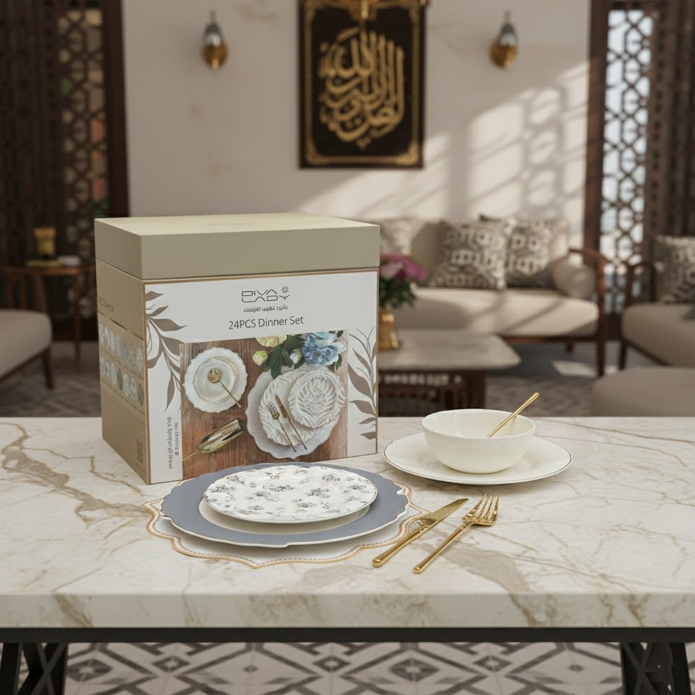طقم أطباق مائدة فاخر 24 قطعة
