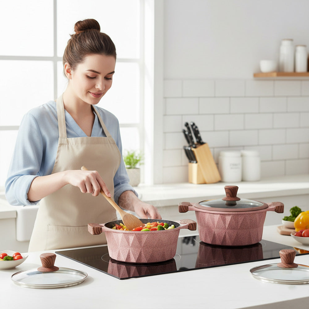 مجموعة أواني طهي من الجرانيت الفاخر، مكونة من 10 قطع