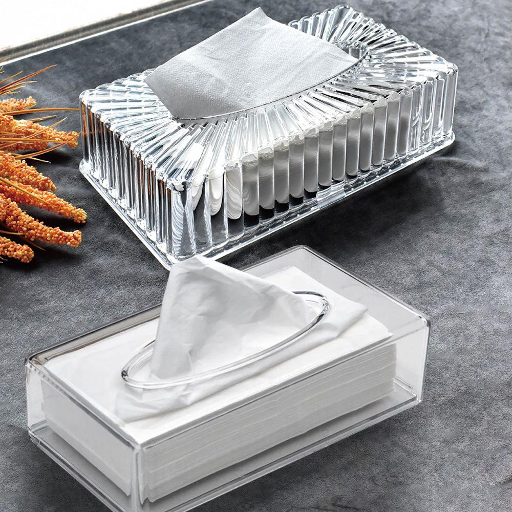 علبة مناديل شفافة