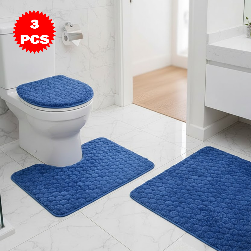 طقم سجاد حمام من 3 قطع مضاد للانزلاق