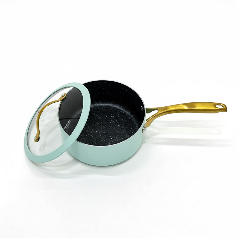 وعاء طهي غير لاصق مقاس 18/20 سم - اللون: أبيض وأزرق نعناعي