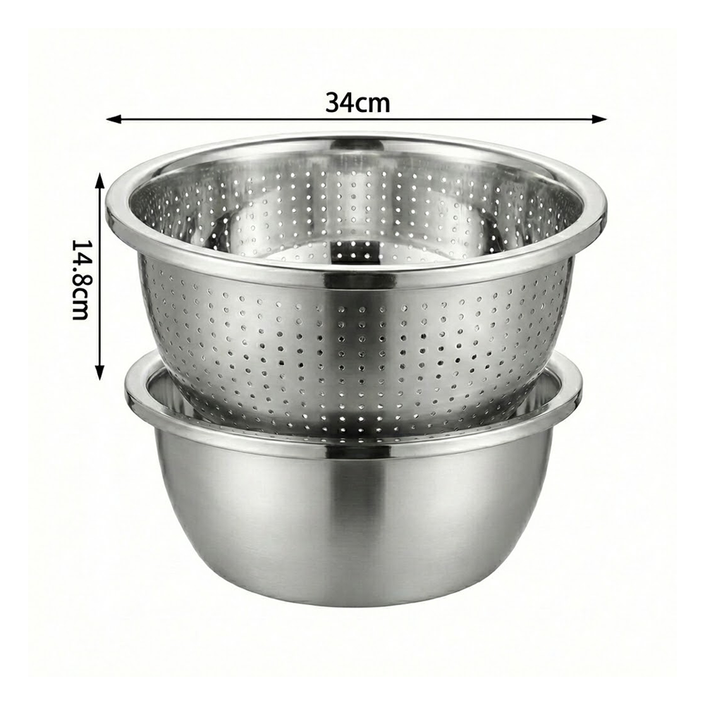 طقم مصفاة ووعاء ستانلس