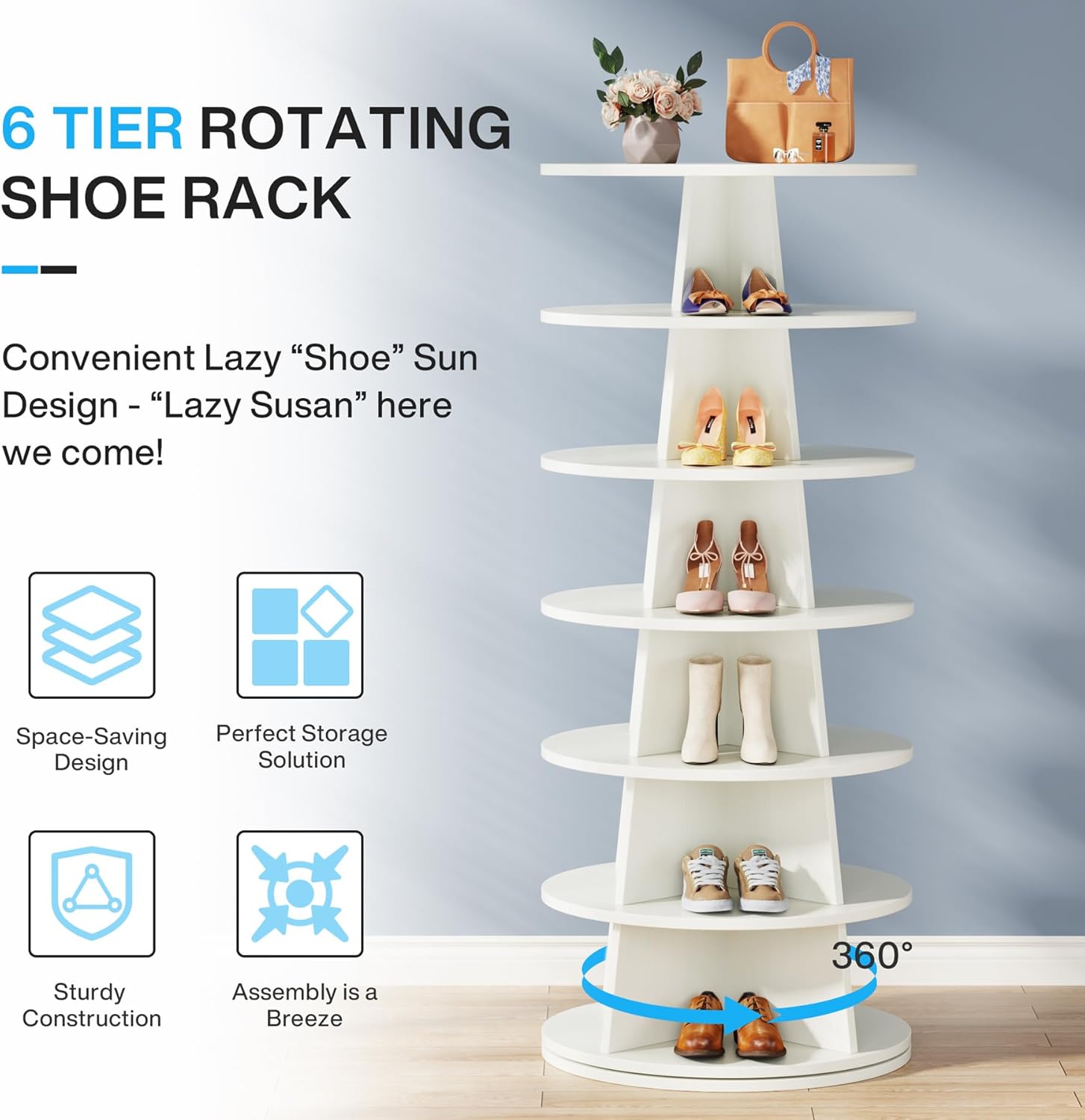 برج رفوف هرمي دوار للأحذية