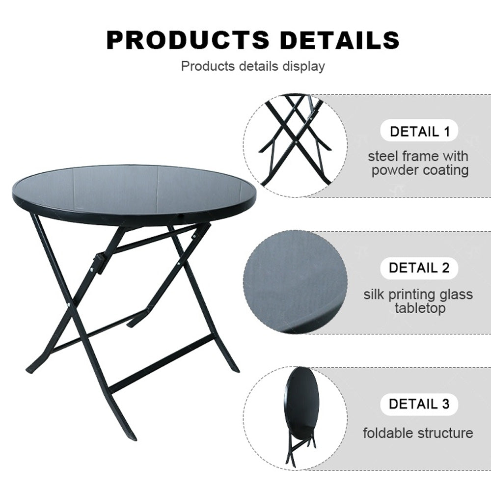 طاولة زجاجية مستديرة قابلة للطي